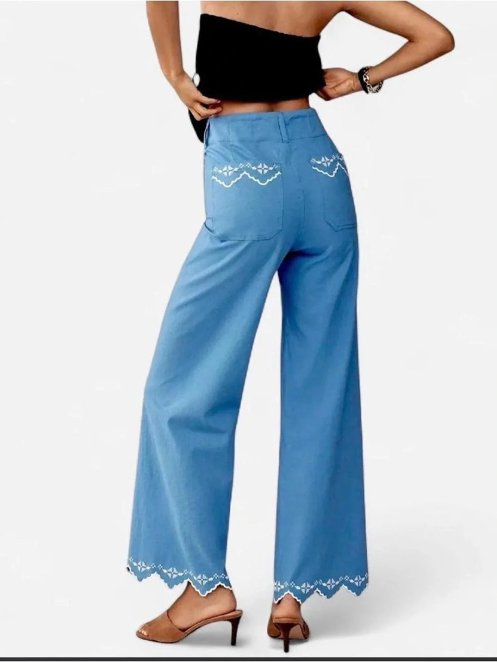 NWT Anthropologie Maeve The Colette Full-Length Embroidered Pants - 30 - Picture 5 of 7